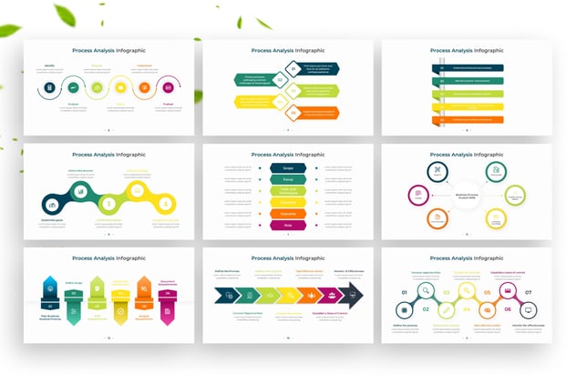 彩色过程分析信息图形PPT模板 - 顶尖PPT