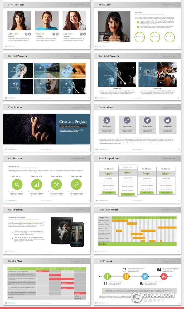 100页多种色彩搭配精美图形图表设计PPT模板4种配色4种尺寸 - 顶尖PPT
