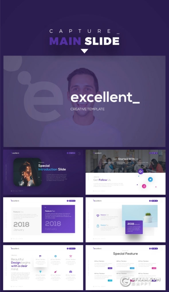 80页精美设计效果PPT模板国外创意商务全动画ppt模板21种主题配色 - 顶尖PPT
