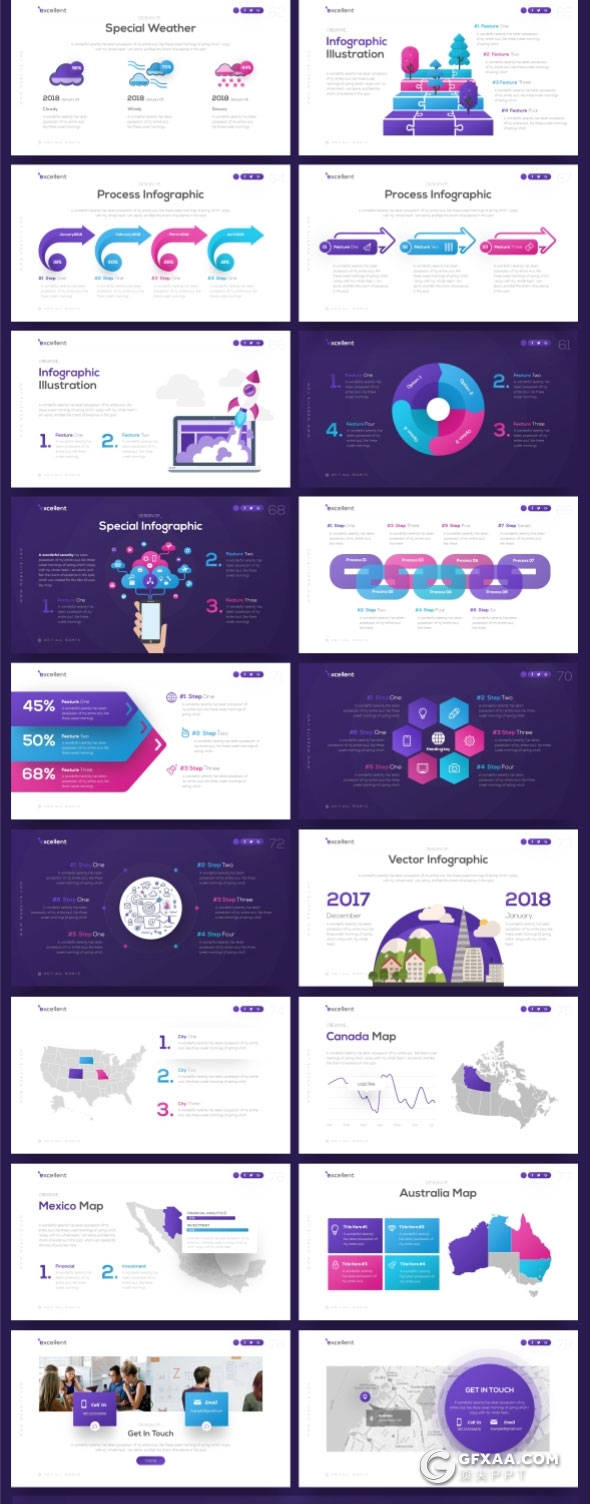 80页精美设计效果PPT模板国外创意商务全动画ppt模板21种主题配色 - 顶尖PPT