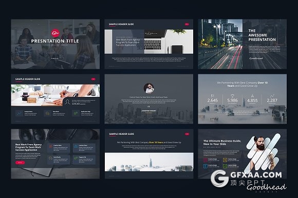 123页彩色图形图表深色底高逼格PPT模板 - 顶尖PPT