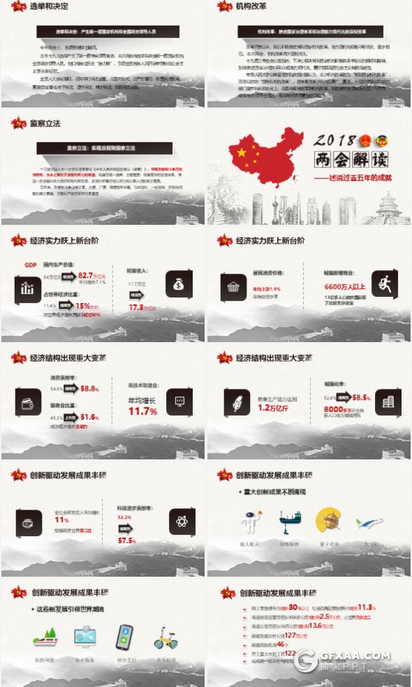 水墨风2018两会精神解读党课学习PPT模板 - 顶尖PPT