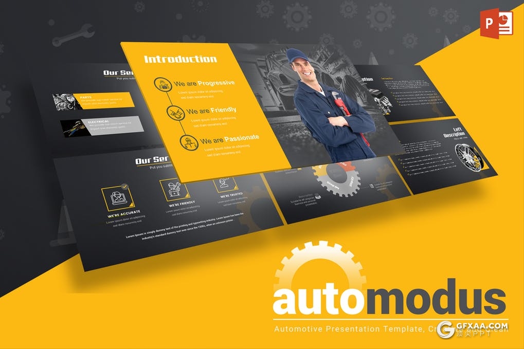22页3种配色主题汽车工作主题PPT模板 - 顶尖PPT
