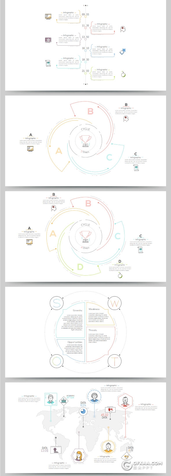 190个多用途线性图形图表PPT模板 - 顶尖PPT