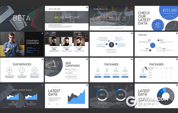 50页数据统计分析多用途商务keynote模板 - 顶尖PPT
