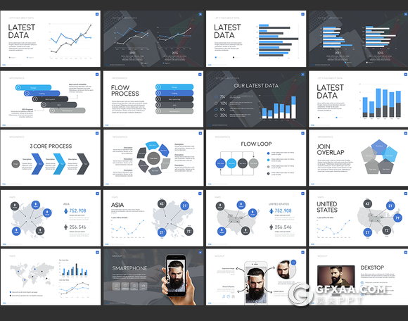 50页数据统计分析多用途商务keynote模板 - 顶尖PPT
