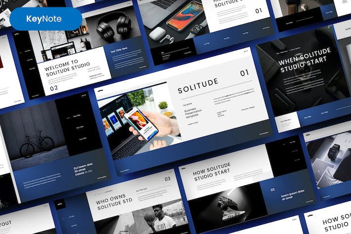 冷色调商业数据分析汇报战略规划keynote模板 - 顶尖PPT