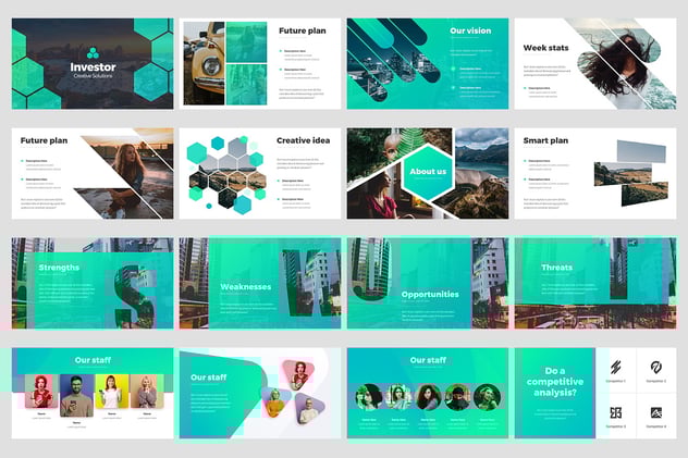 投资者创意解决方案信息图形PPT模板 - 顶尖PPT