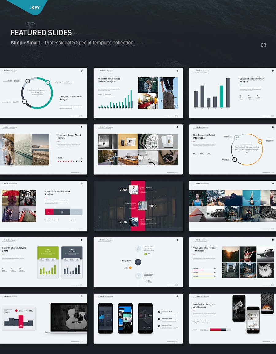 极简精致商务图案团队展示数据图形图表keynote模板 - 顶尖PPT