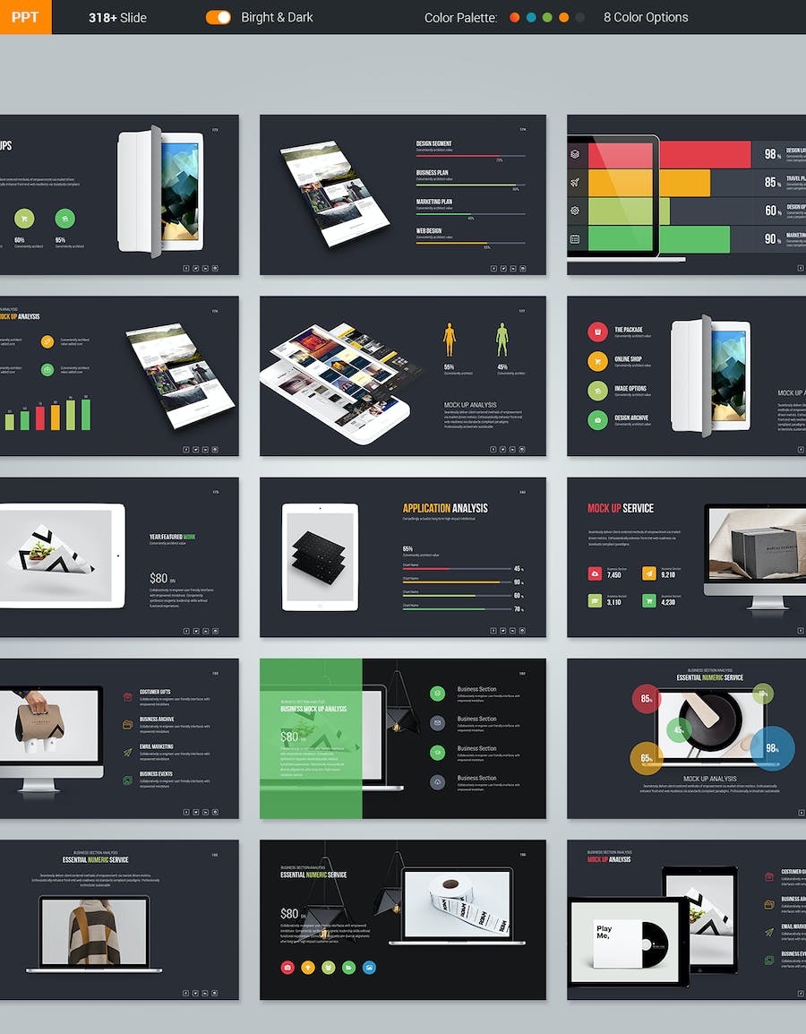 高端创意数据分析图形团队案例展示商务通用PPT模板 - 顶尖PPT
