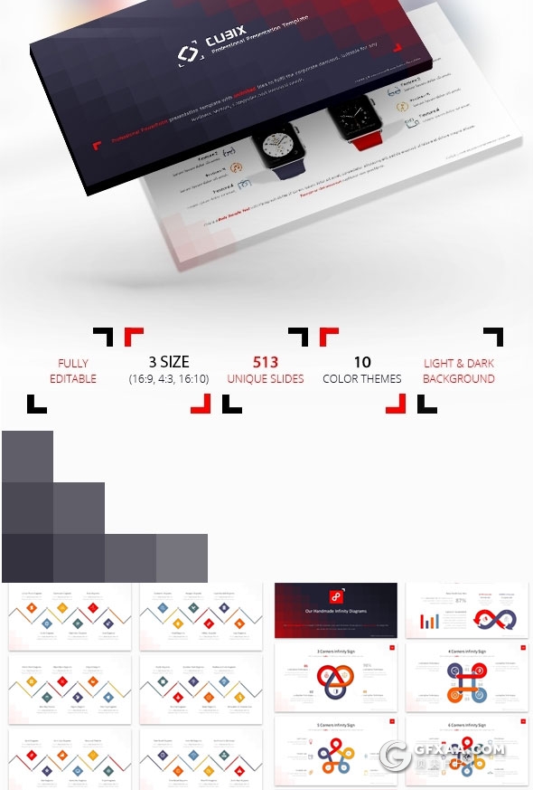 513页大型欧美高端商务PPT模板6种配色主题 - 顶尖PPT