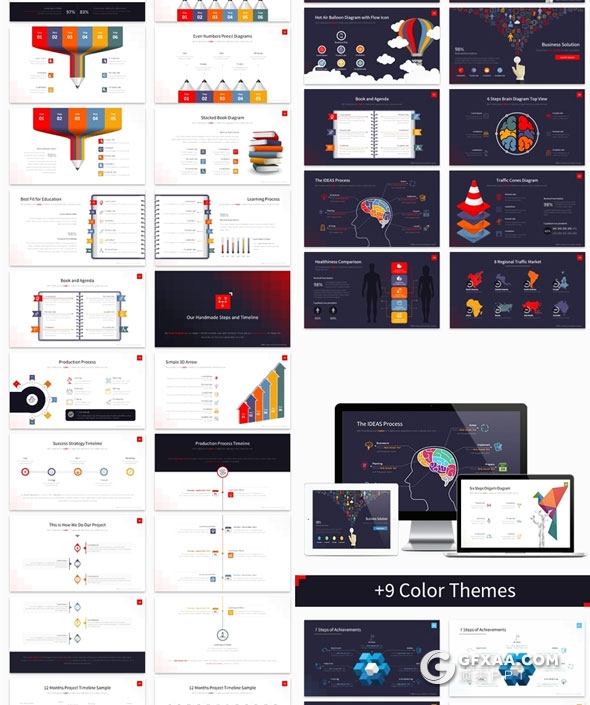 513页大型欧美高端商务PPT模板6种配色主题 - 顶尖PPT