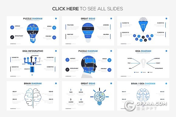 19页创意想法头脑图形图表keynote模板 - 顶尖PPT