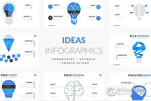19页创意想法头脑图形图表keynote模板 - 顶尖PPT