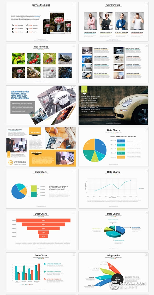 60页数据分析报告商务多用途PPT模板50个XML配色文件 - 顶尖PPT