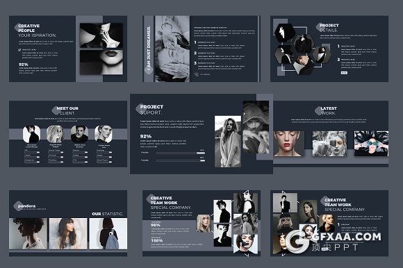 55页深色时尚流行风格PPT模板 - 顶尖PPT