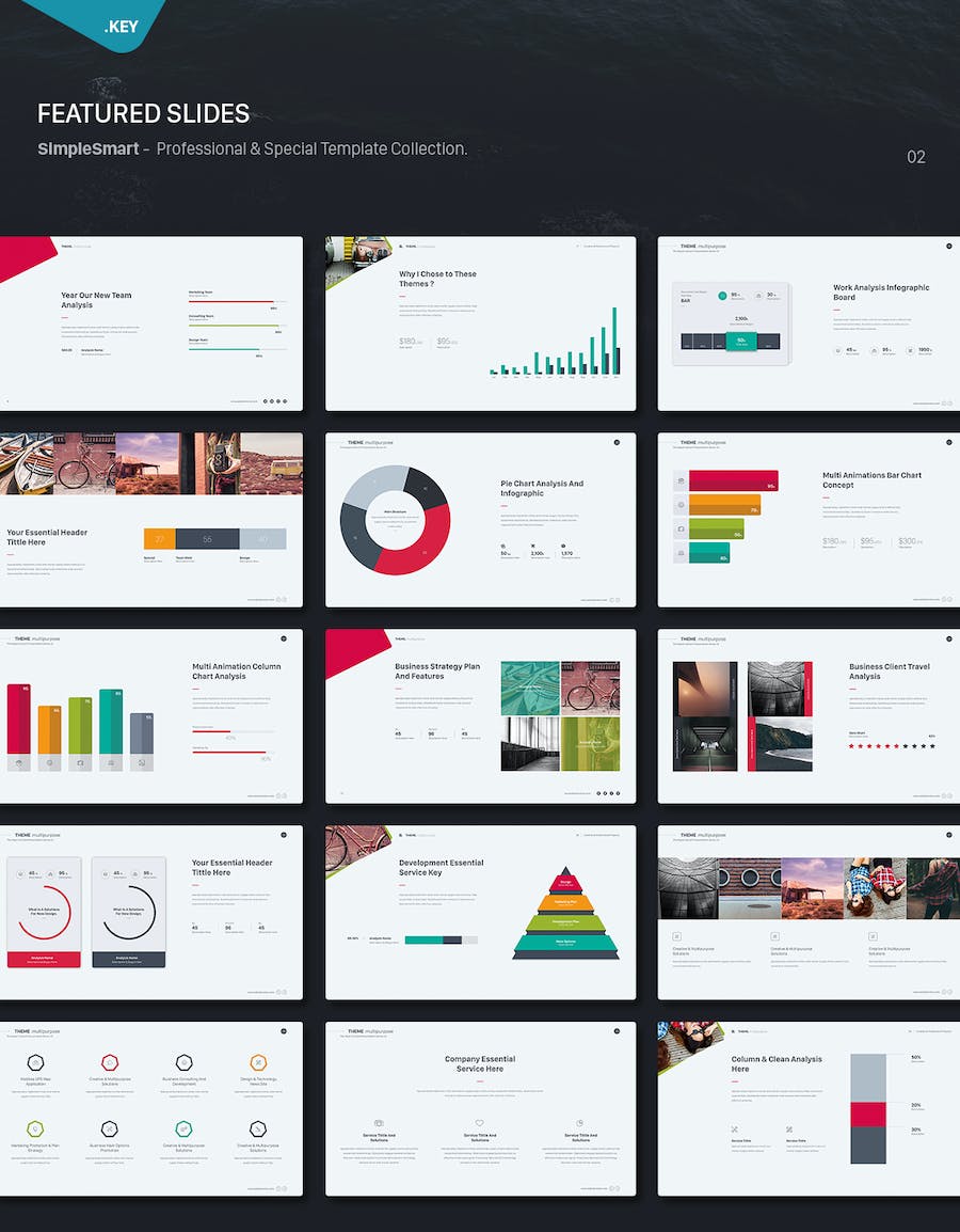 极简精致商务图案团队展示数据图形图表keynote模板 - 顶尖PPT