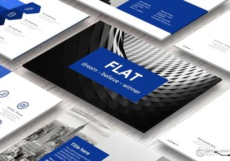 50页蓝色系商务总结报告PPT模板 - 顶尖PPT