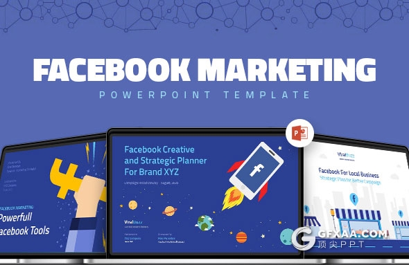 170页7种配色互联网公司Facebook营销报告PPT模板 - 顶尖PPT