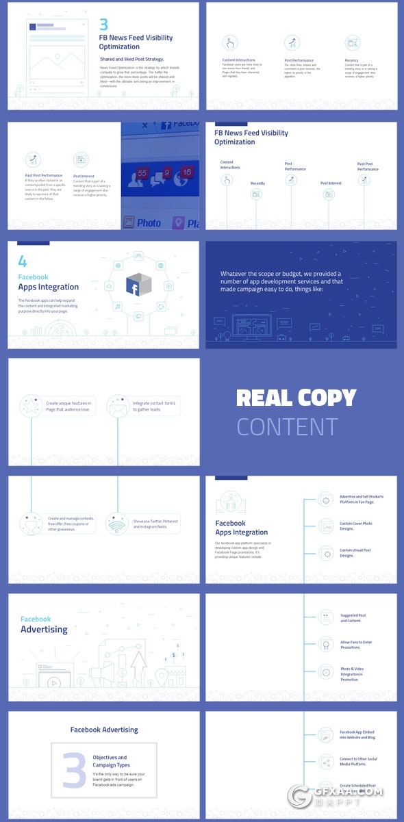 170页7种配色互联网公司Facebook营销报告PPT模板 - 顶尖PPT