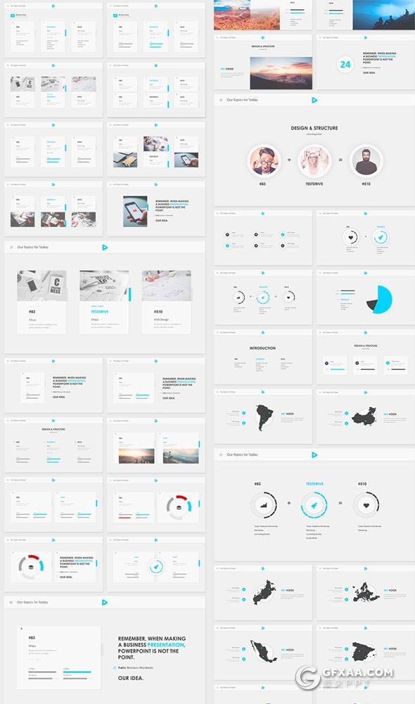 199页白底蓝色商务风格PPT模板 - 顶尖PPT
