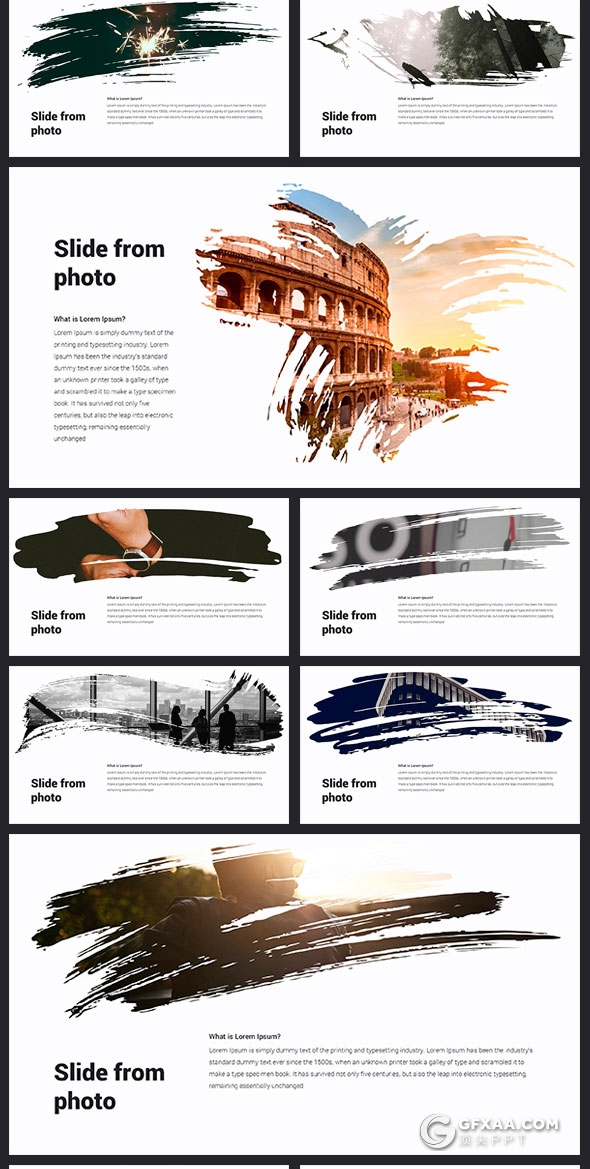 76页创意水墨人物动物剪影图片占位符PPT模板 - 顶尖PPT