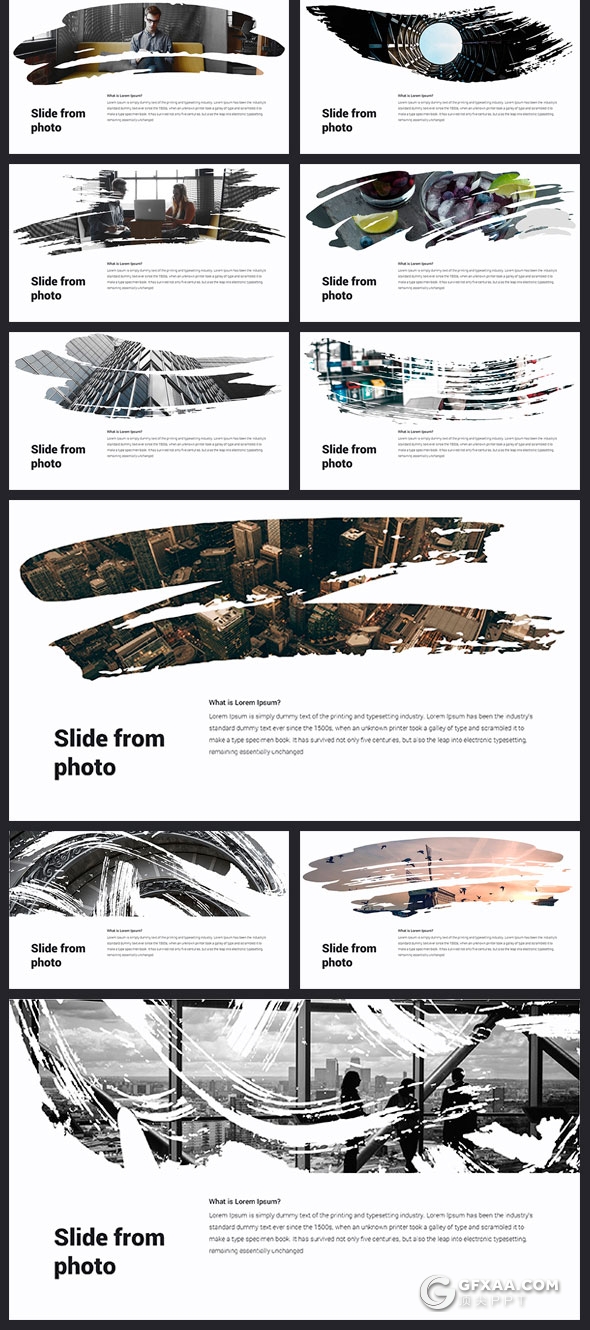 76页创意水墨人物动物剪影图片占位符PPT模板 - 顶尖PPT