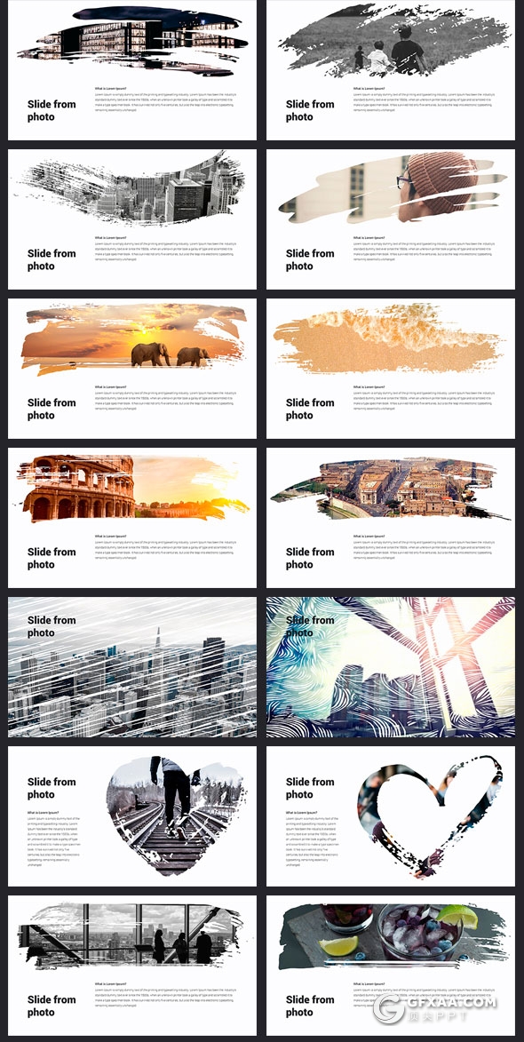 76页创意水墨人物动物剪影图片占位符PPT模板 - 顶尖PPT