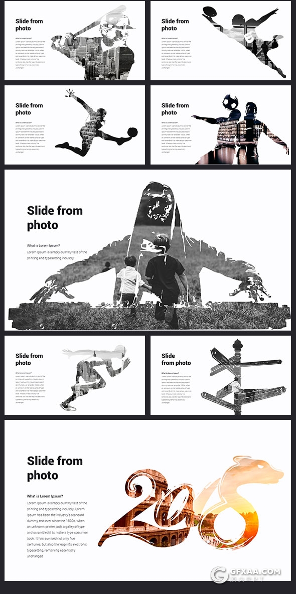 76页创意水墨人物动物剪影图片占位符PPT模板 - 顶尖PPT