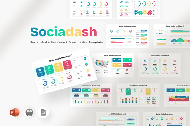 社交媒体平台仪表板数据分析PPT模板 - 顶尖PPT