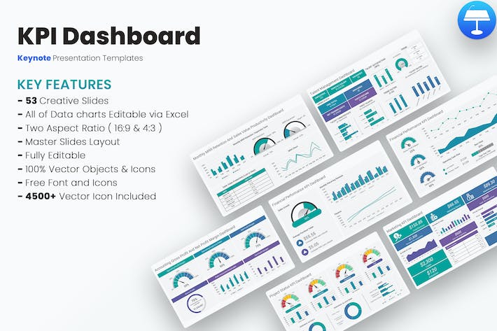 KPI数据分析图形展示监控Keynote模板 - 顶尖PPT