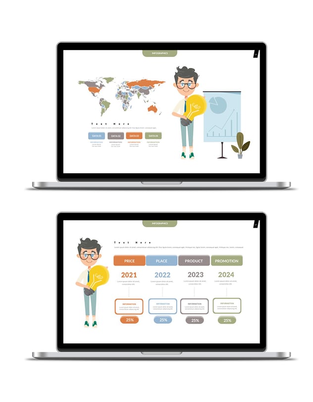 商业卡通人物图形插画keynote模板 - 顶尖PPT