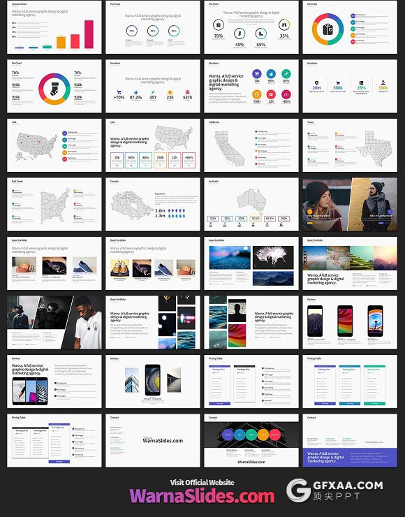 10页+101页多色图形图表商务PPT模板 - 顶尖PPT