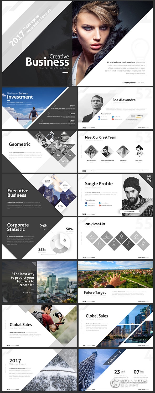 240页欧美高逼格PPT模板31种配色主题 - 顶尖PPT