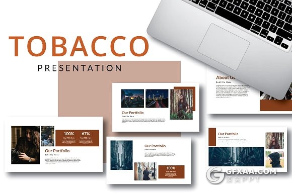 简约棕色系商务图片展示keynote买平板 - 顶尖PPT