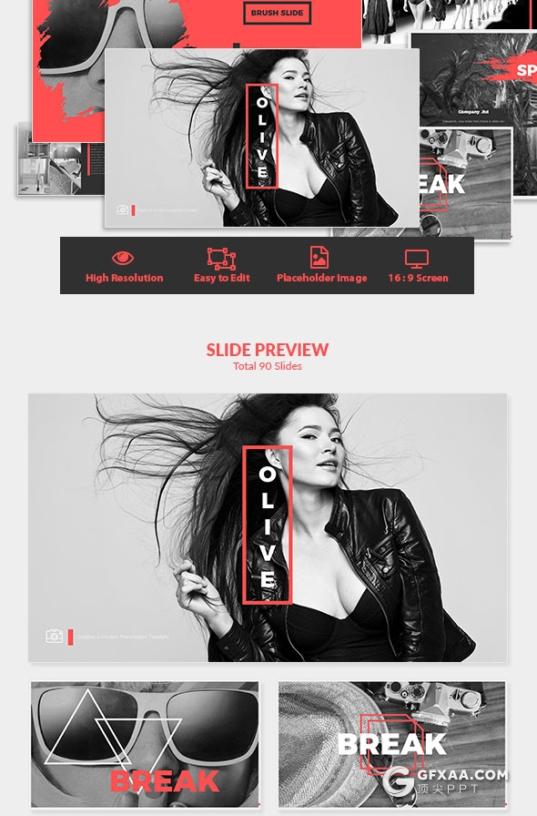 100页创意图形时尚杂志风格PPT模板 - 顶尖PPT