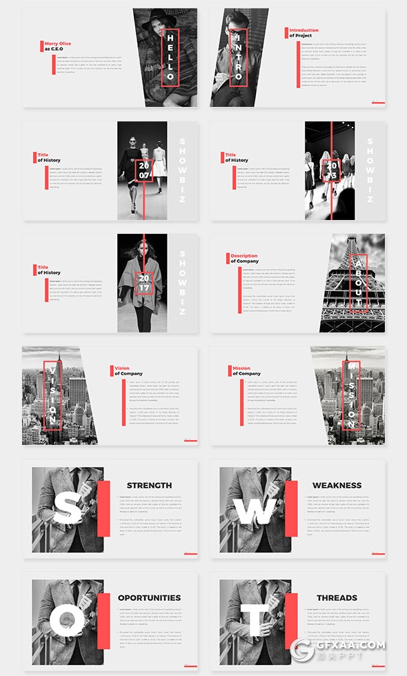 100页创意图形时尚杂志风格PPT模板 - 顶尖PPT