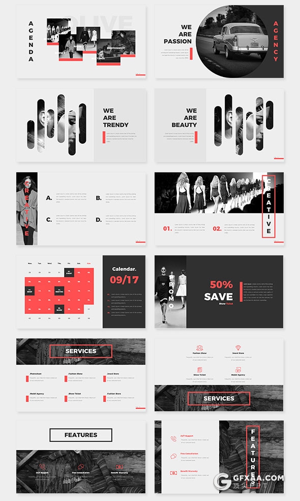 100页创意图形时尚杂志风格PPT模板 - 顶尖PPT