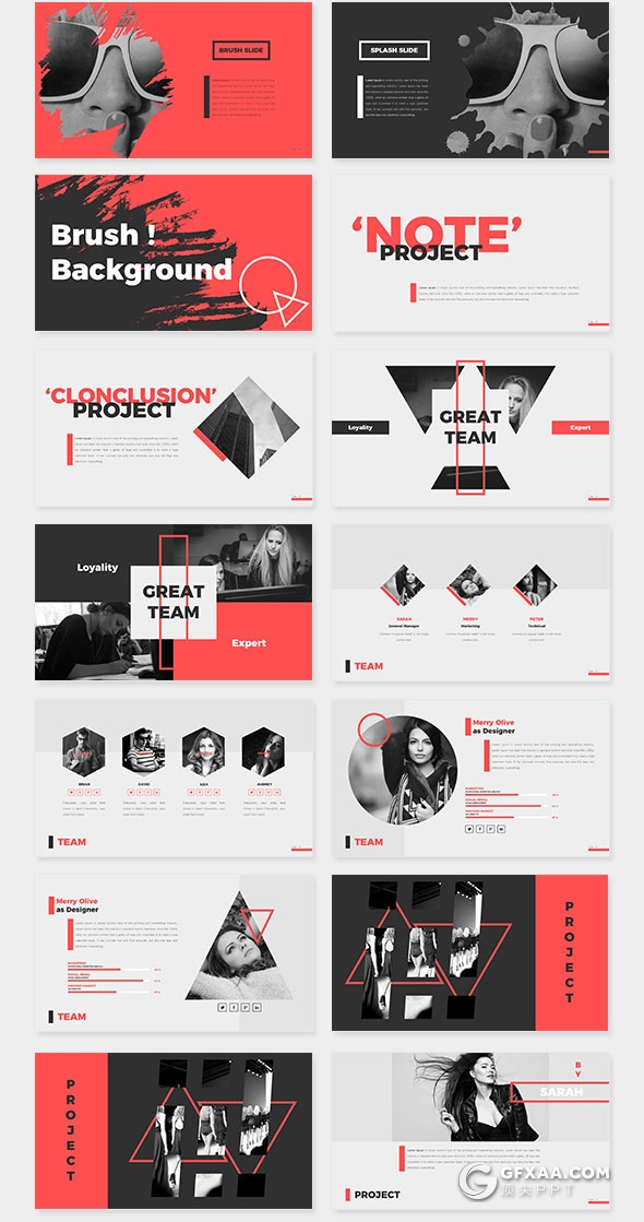 100页创意图形时尚杂志风格PPT模板 - 顶尖PPT