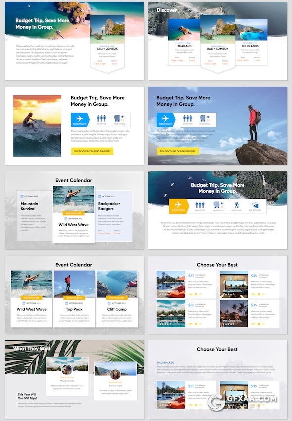 72页旅游业务介绍度假风景展示keynote模板 - 顶尖PPT