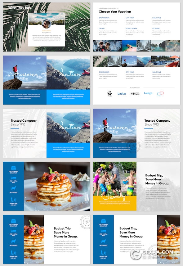 72页旅游业务介绍度假风景展示keynote模板 - 顶尖PPT