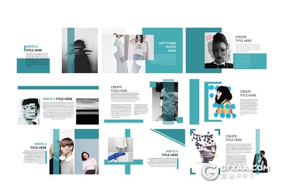 50页蓝色创意几何图形组合PPT模板 - 顶尖PPT