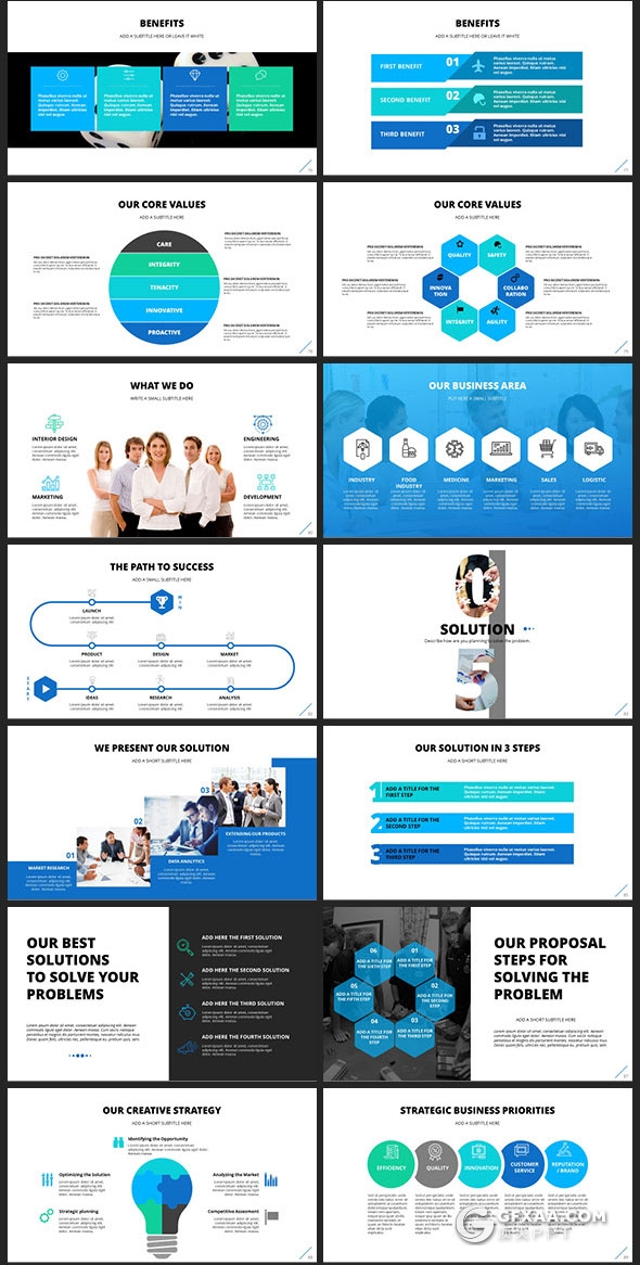 234页欧美商务总结汇报多用途PPT模板13种配色 - 顶尖PPT
