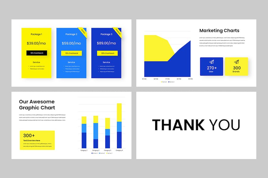 蓝黄色箭头条形圆形数据信息图keynote模板 - 顶尖PPT