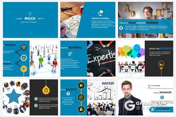 90页精美多色搭配设计企业商务通用PPT模板 - 顶尖PPT