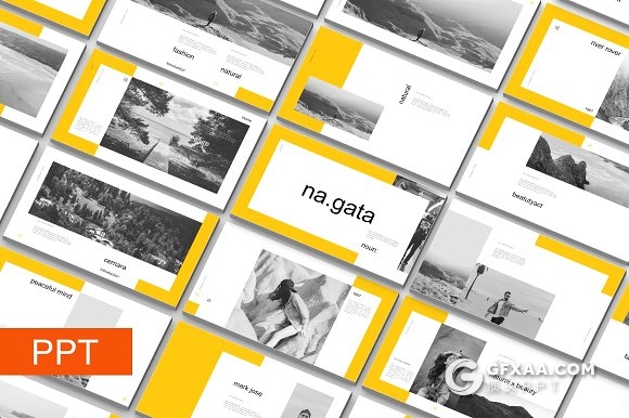 51页简约黄色边框通用PPT模板7种配色主题 - 顶尖PPT