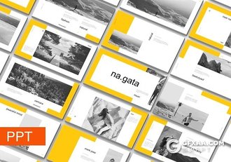 51页简约黄色边框通用PPT模板7种配色主题 - 顶尖PPT