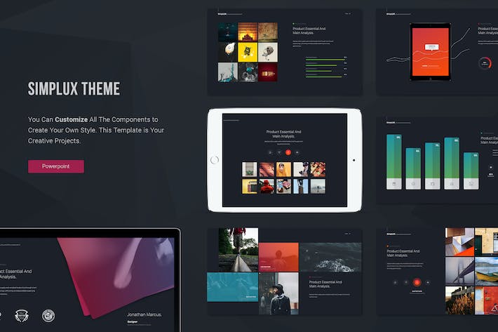 黑色企业团队介绍彩色图形图表PPT模板 - 顶尖PPT