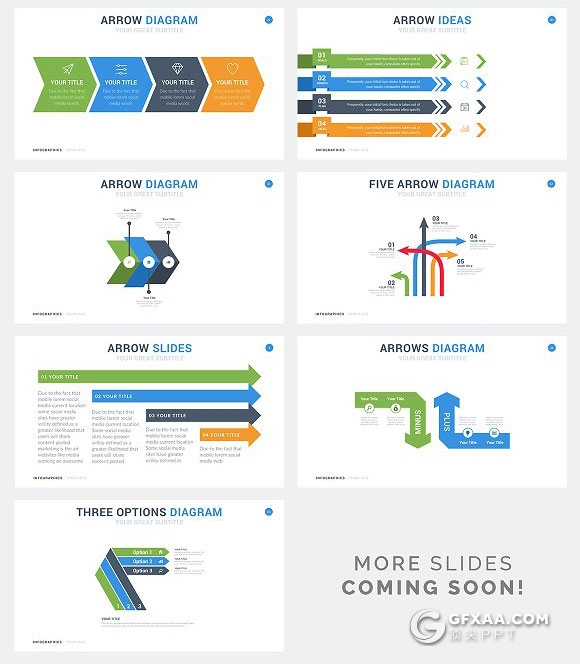 34页箭头指向信息图形图表keynote模板 - 顶尖PPT