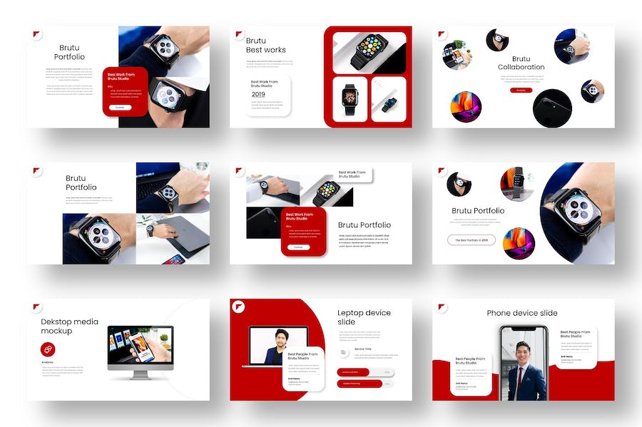 红色商务风格PowerPoint模板 - 顶尖PPT